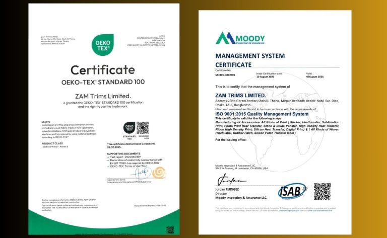 Zam Trims Limited OEKO-TEX certified textile trims and accessories ensuring high-quality and safe fashion products
